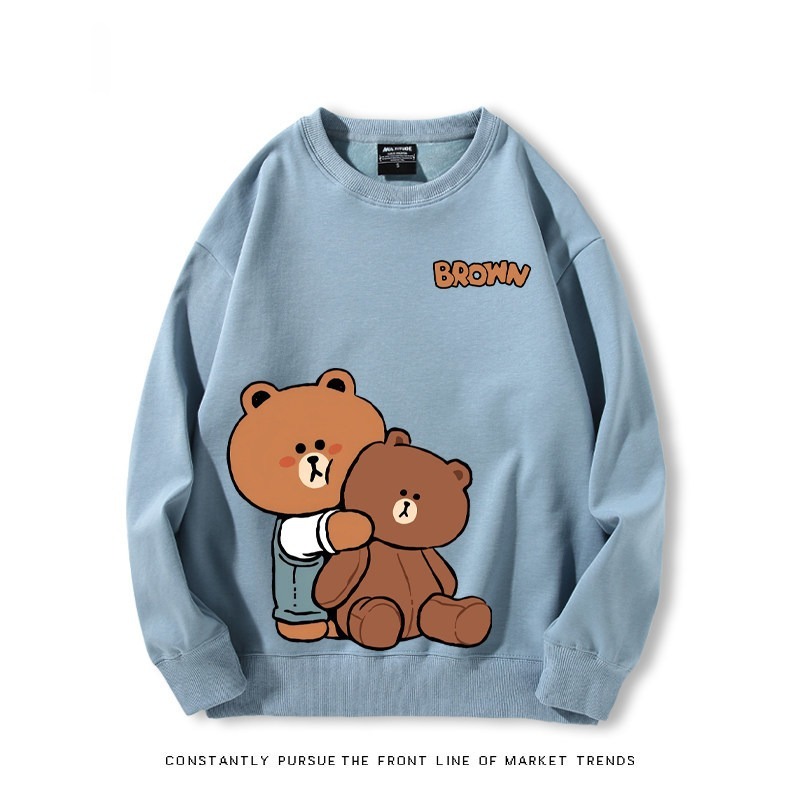 布朗熊可妮兔 秋冬新款 親子情侶裝圓領長袖