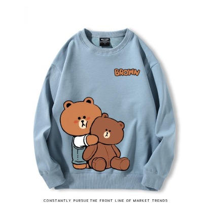 布朗熊可妮兔 秋冬新款 親子情侶裝圓領長袖
