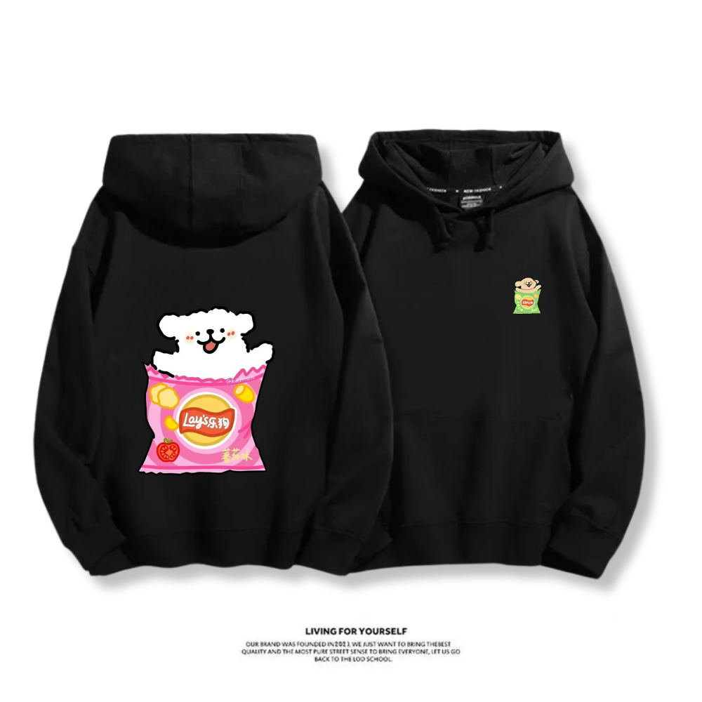 線條小狗 2025秋冬新款 親子情侶男女連帽衛衣