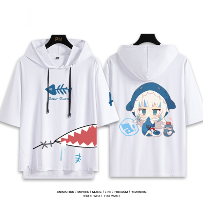 Vtuber HOLOLIVE 連帽短袖T恤 噶嗚·古拉 がうる・ぐら Gawr Gura-ZUIHANG SHOP