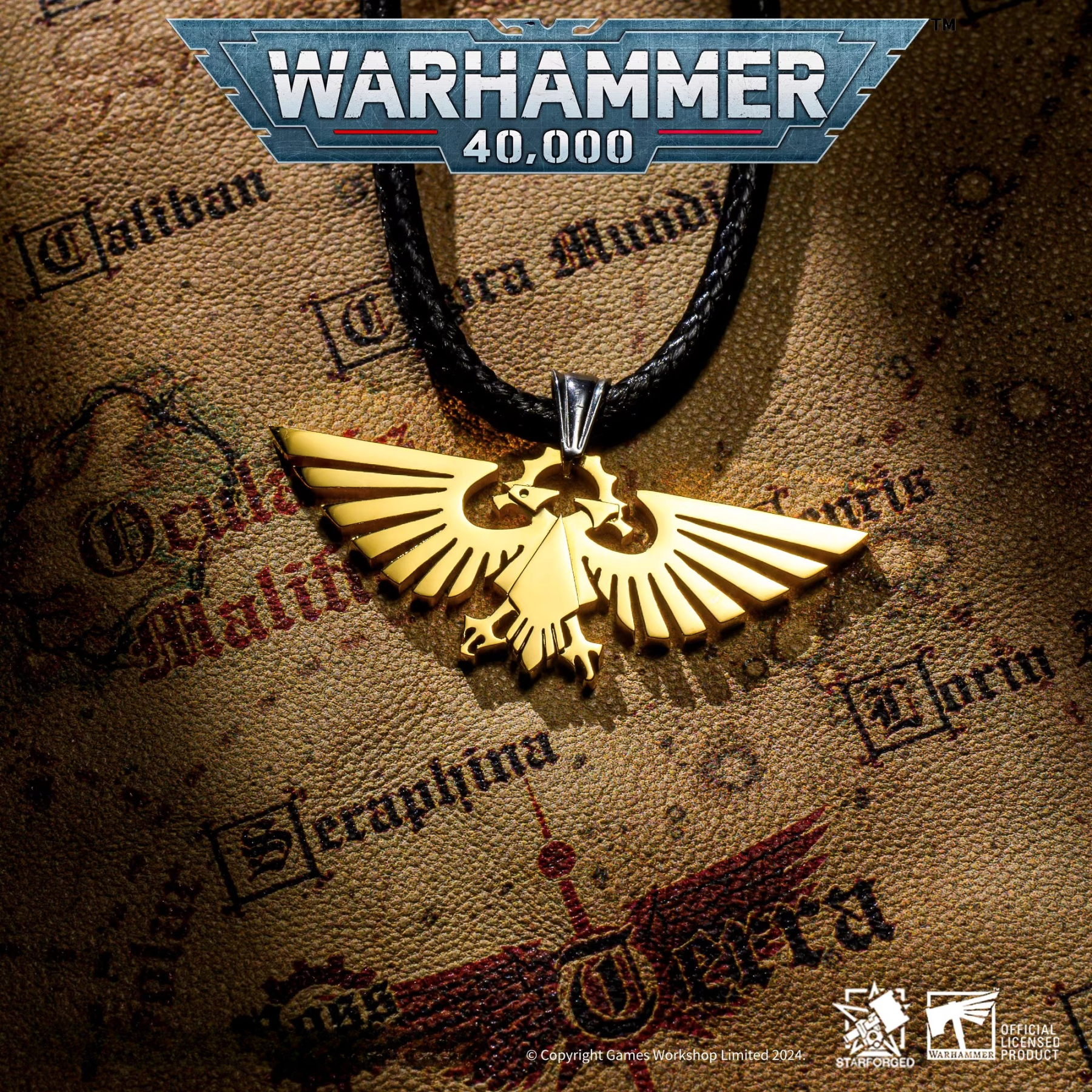 星辰鑄造 戰錘40K周邊帝國天鷹鈦鋼鍍金項鍊吊墜