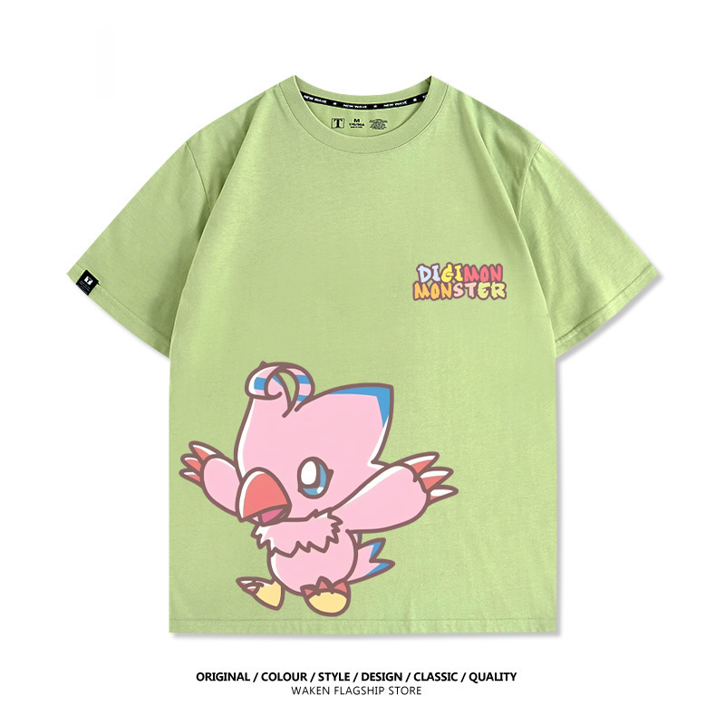 數碼寶貝 2025親子情侶男女同款 印花短袖T恤