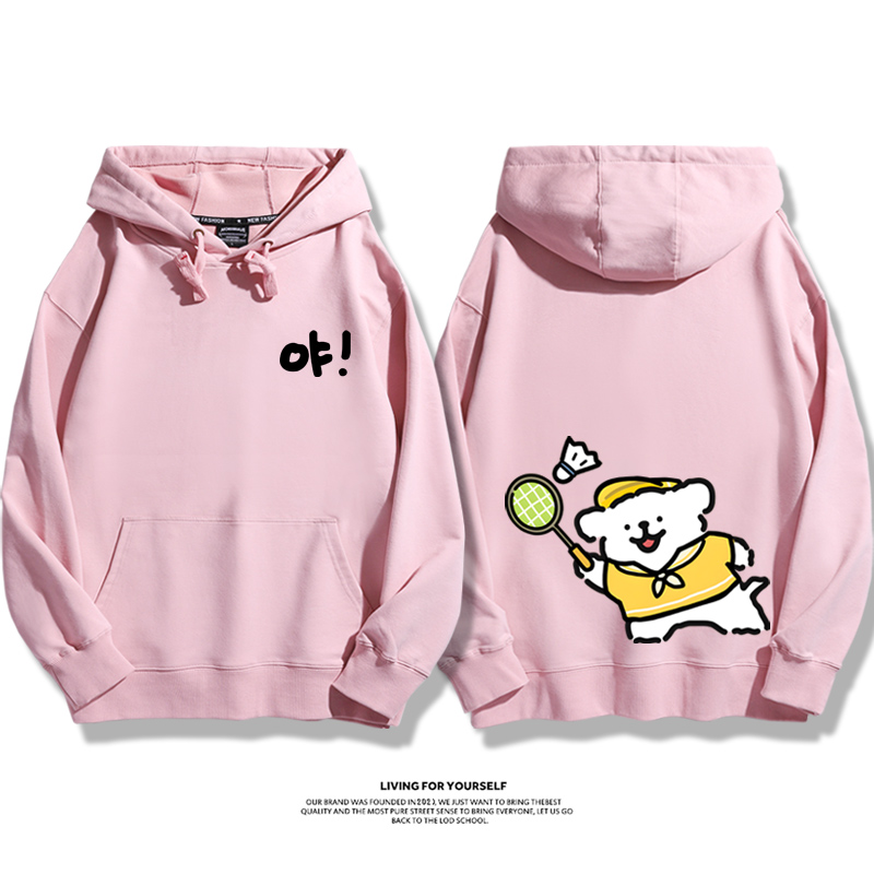 線條小狗新款 親子情侶男女款連帽衛衣-ZUIHANG SHOP