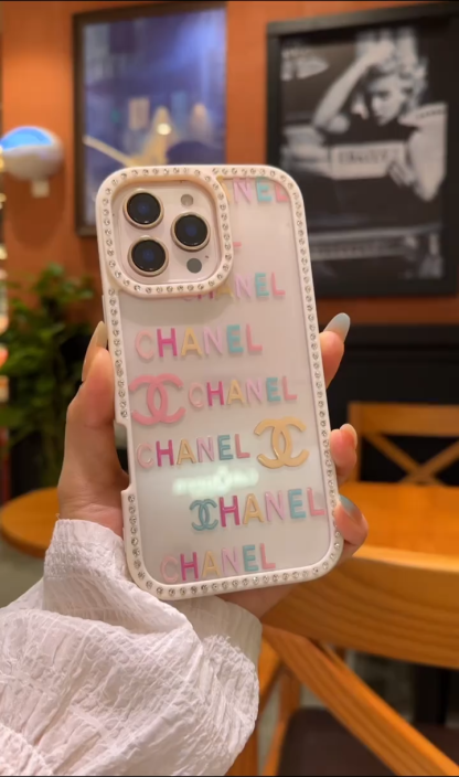香奈兒閃鑽磨砂手機殼