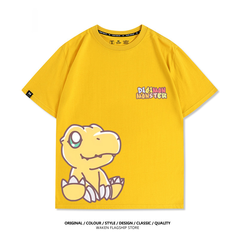 數碼寶貝 2025親子情侶男女同款 印花短袖T恤