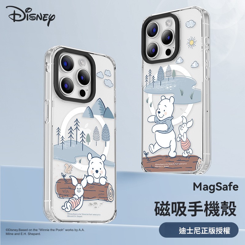 適用蘋果系列 卡通維尼熊高透防摔磁吸手機殼