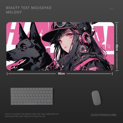 塗鴉黑貓女孩 主題桌墊 布質滑鼠墊-ZUIHANG SHOP