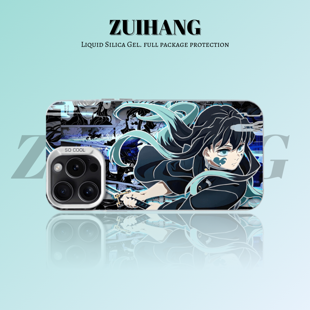 鬼滅之刃彩銀線條漸變防摔手機殼-ZUIHANG SHOP