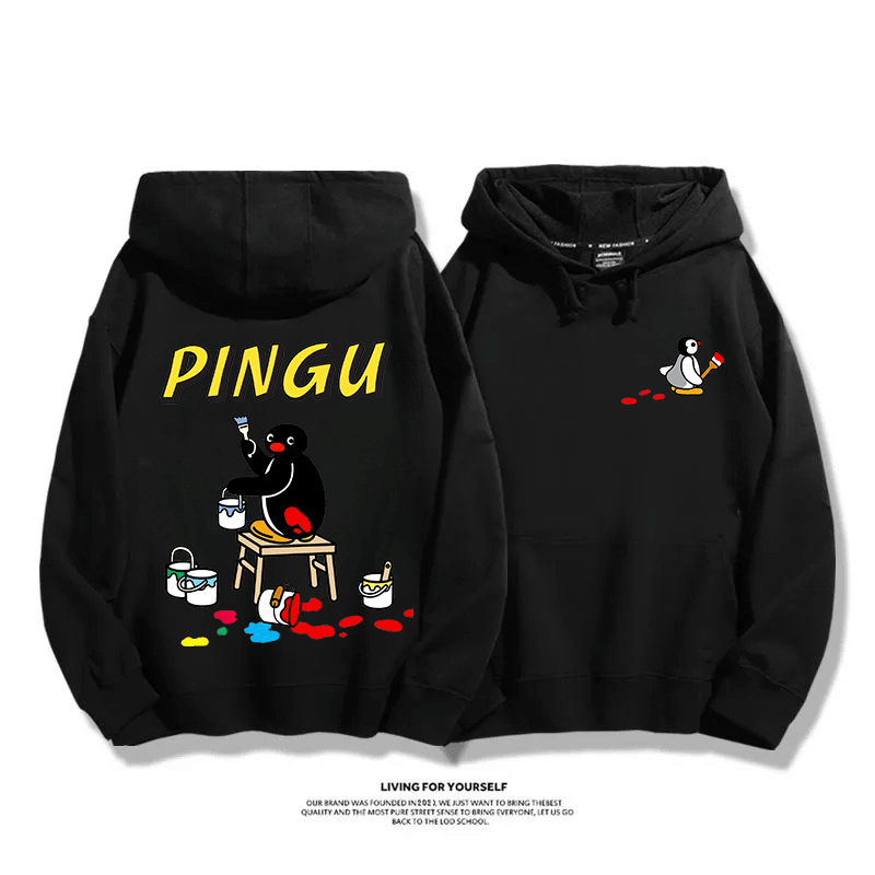 企鵝Pingu 2025秋冬新款 親子情侶男女連帽衛衣