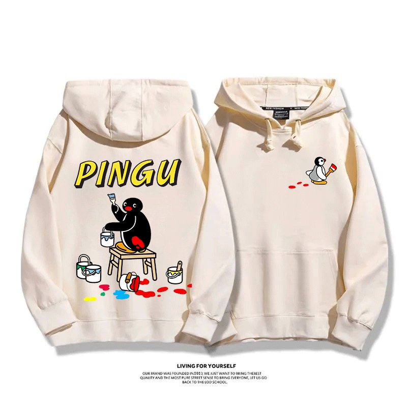 企鵝Pingu 2025秋冬新款 親子情侶男女連帽衛衣