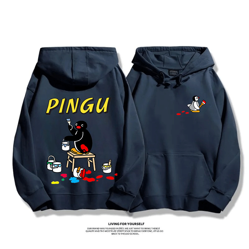 企鵝Pingu 2025秋冬新款 親子情侶男女連帽衛衣