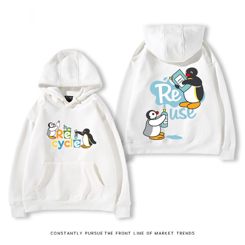 企鵝Pingu 秋冬新款 親子情侶裝連帽衛衣