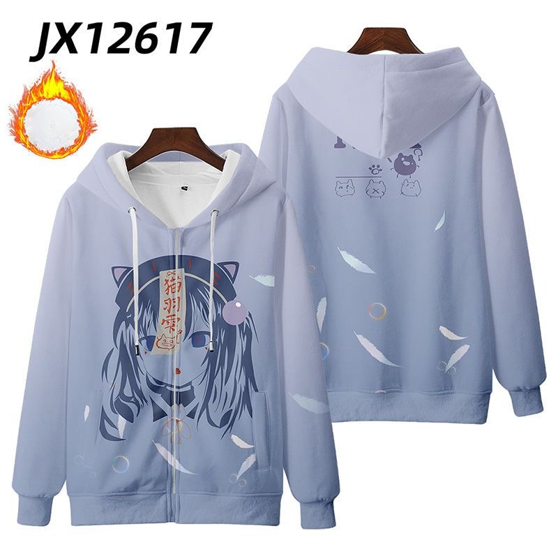 貓羽雫 動漫周邊 秋冬潮流寬鬆休閒連帽T