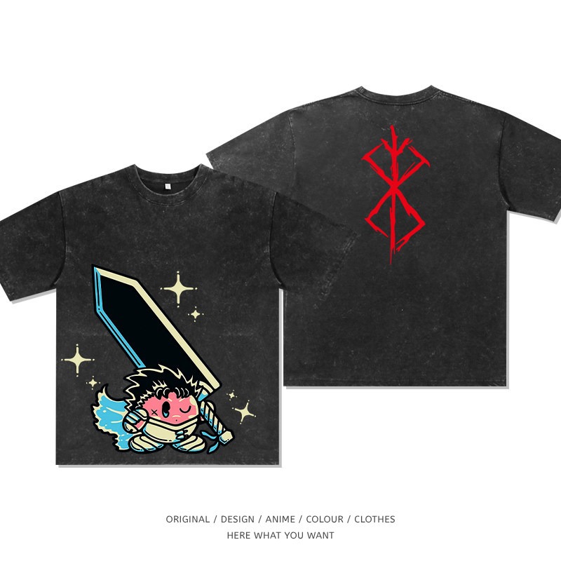 星之卡比 x 烙印勇士水洗做舊T恤