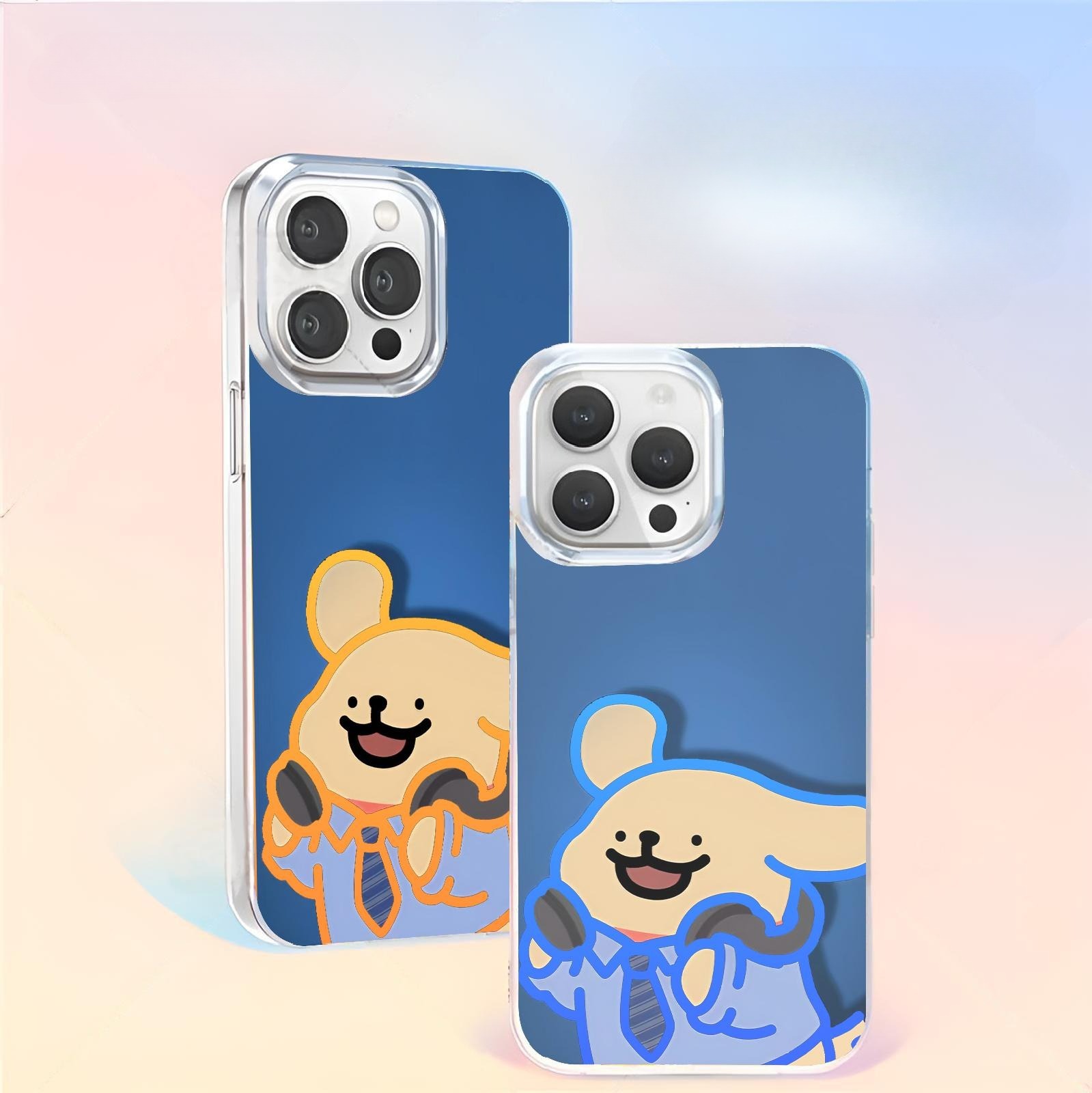 線條小狗極光金防摔手機殼