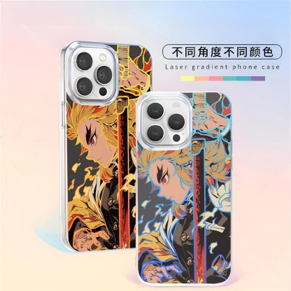 鬼滅之刃 極光彩銀 線條漸變防摔手機殼-ZUIHANG SHOP