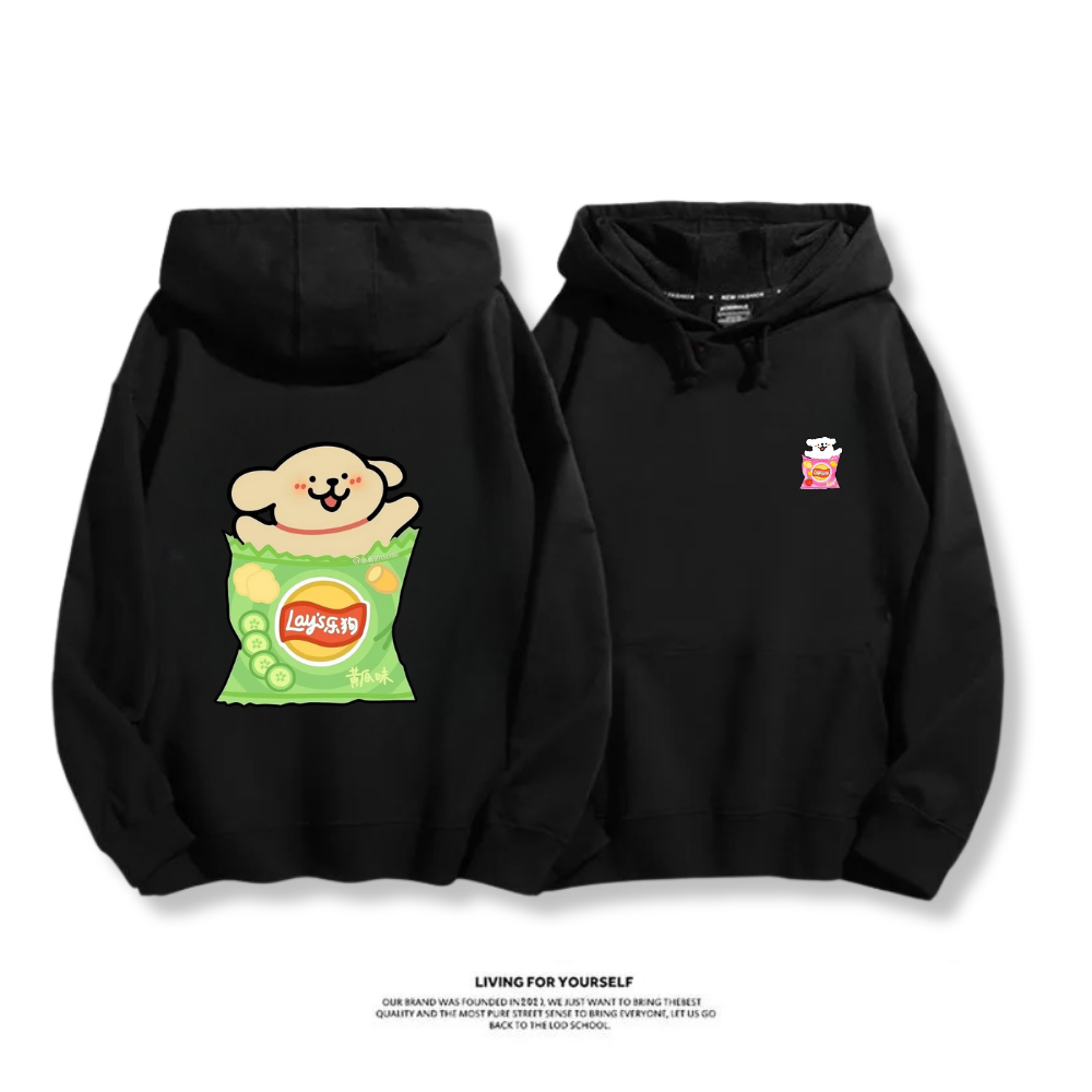 線條小狗 2025秋冬新款 親子情侶男女連帽衛衣