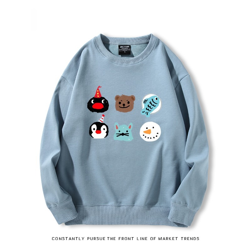 企鵝pingu 秋冬新款 親子情侶裝圓領長袖