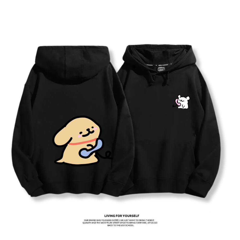 線條小狗 2025秋冬新款 親子情侶男女連帽衛衣