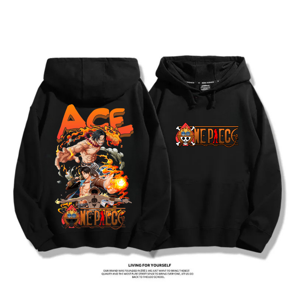 海賊王 火拳艾斯 秋冬新款 親子情侶裝連帽衛衣