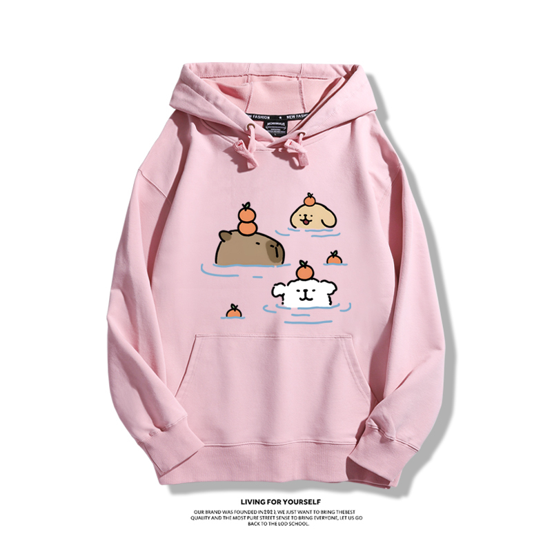 萌系卡皮巴拉x線條小狗新款 親子情侶男女款連帽衛衣-ZUIHANG SHOP