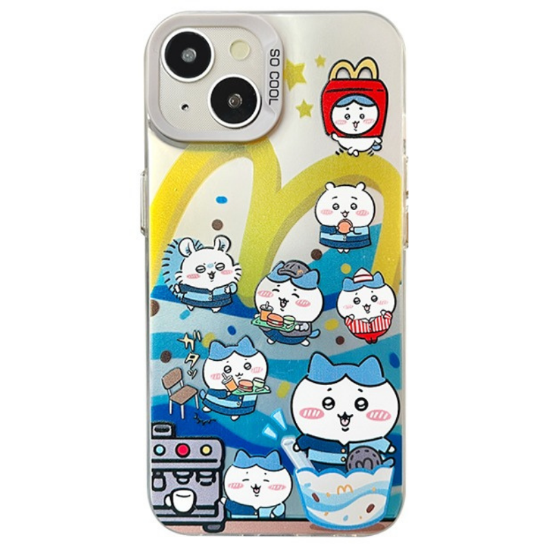 Chiikawa彩銀線條漸變防摔手機殼