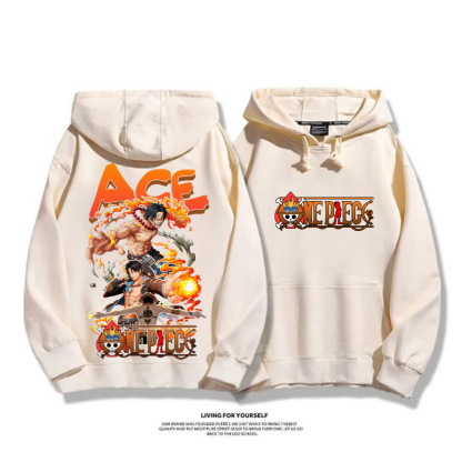 海賊王 火拳艾斯 秋冬新款 親子情侶裝連帽衛衣