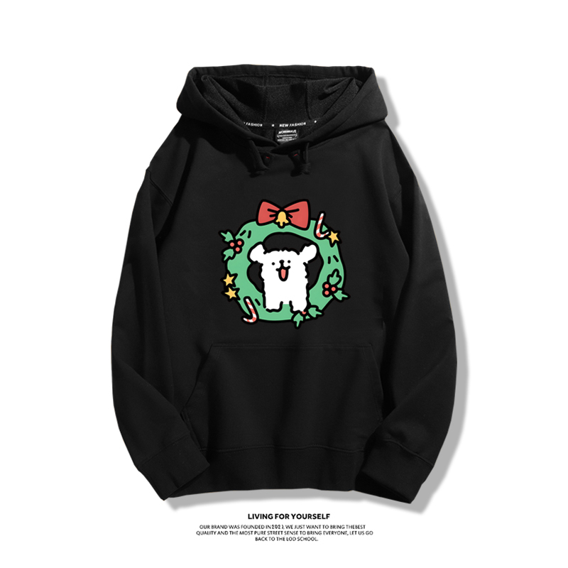 線條小狗新款 親子情侶男女款連帽衛衣-ZUIHANG SHOP