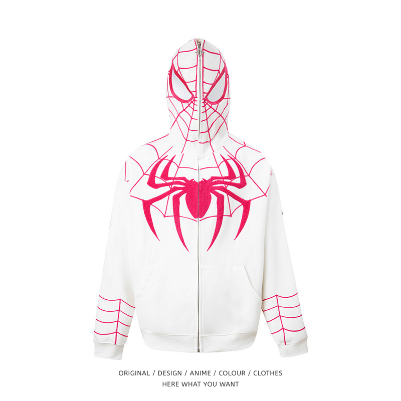 蜘蛛人 Spider-Man 刺繡拉鍊外套｜美式Oversize寬鬆衛衣 情侶潮流外套
