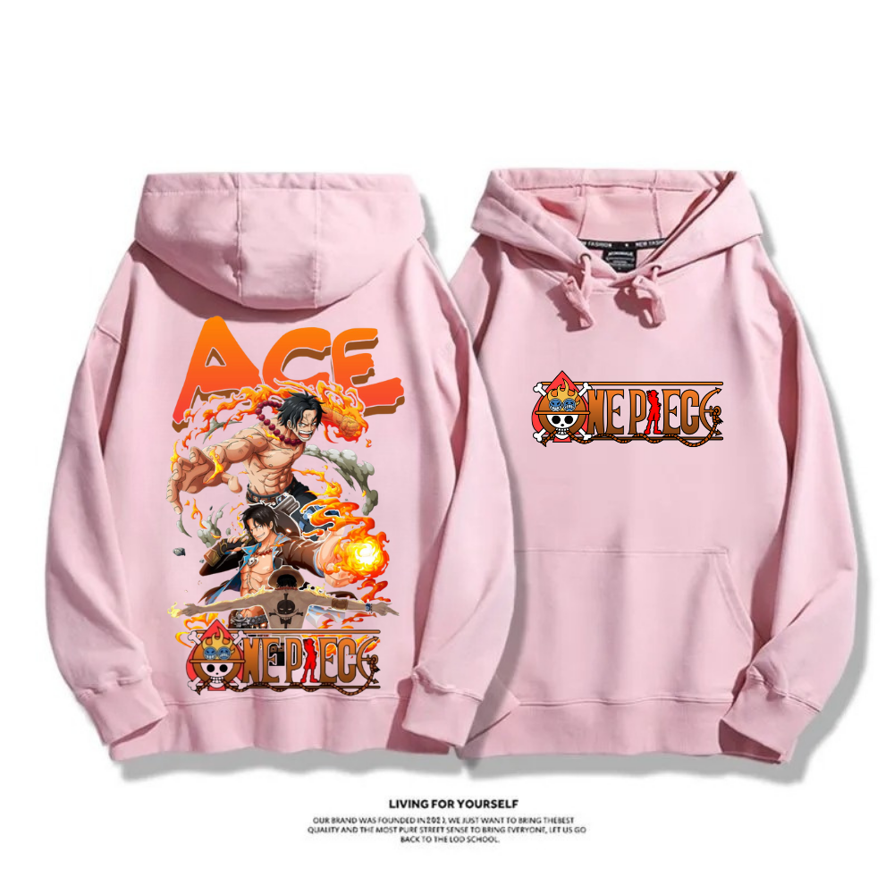 海賊王 火拳艾斯 秋冬新款 親子情侶裝連帽衛衣