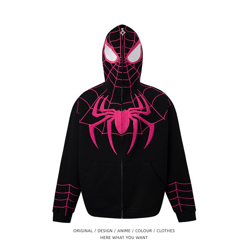 蜘蛛人 Spider-Man 刺繡拉鍊外套｜美式Oversize寬鬆衛衣 情侶潮流外套