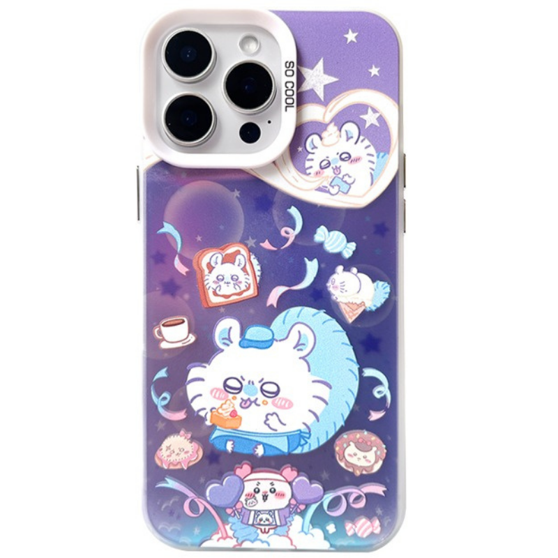 Chiikawa彩銀線條漸變防摔手機殼