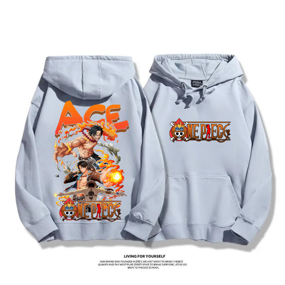 海賊王 火拳艾斯 秋冬新款 親子情侶裝連帽衛衣