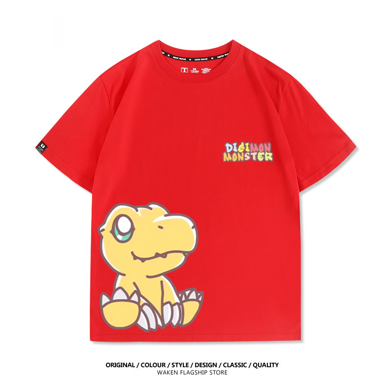 數碼寶貝 2025親子情侶男女同款 印花短袖T恤