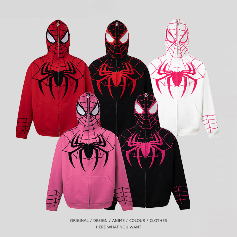 蜘蛛人 Spider-Man 刺繡拉鍊外套｜美式Oversize寬鬆衛衣 情侶潮流外套