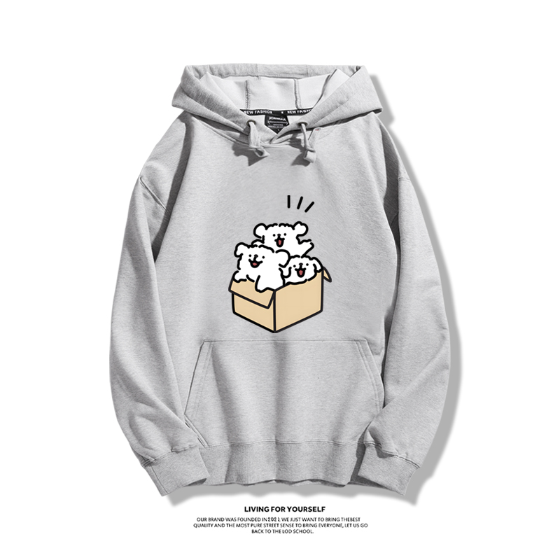 線條小狗新款 親子情侶男女款連帽衛衣-ZUIHANG SHOP