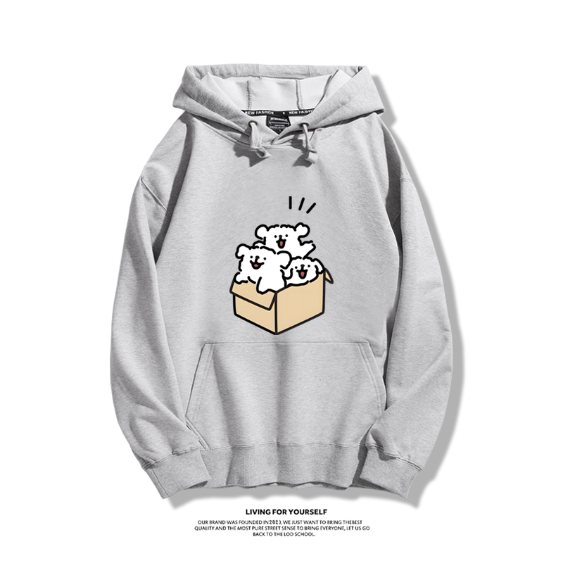 線條小狗新款 親子情侶男女款連帽衛衣-ZUIHANG SHOP