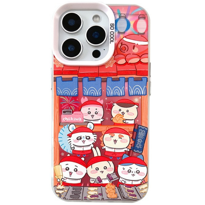 Chiikawa彩銀線條漸變防摔手機殼