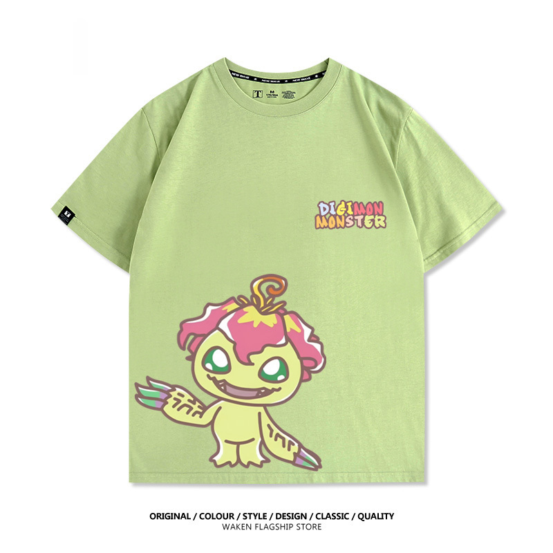 數碼寶貝 2025親子情侶男女同款 印花短袖T恤