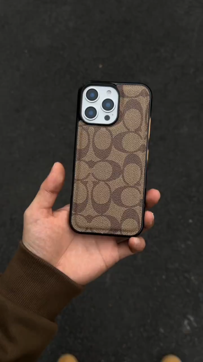 Coach皮質磨砂全包手機殼