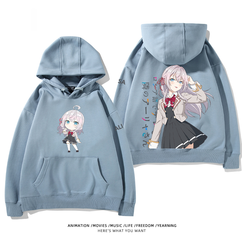 不時輕聲地以俄語遮羞的鄰座艾莉同學新款 親子情侶男女款連帽衛衣-ZUIHANG SHOP