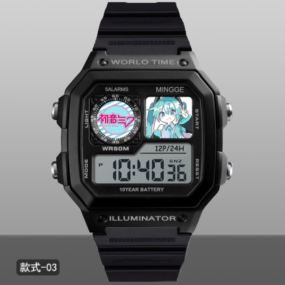 初音未來聯名多功能運動防水電子錶