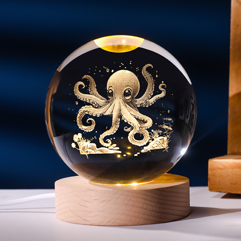 寶可夢系列 發光水晶球小夜燈 創意節日禮物桌面小擺件