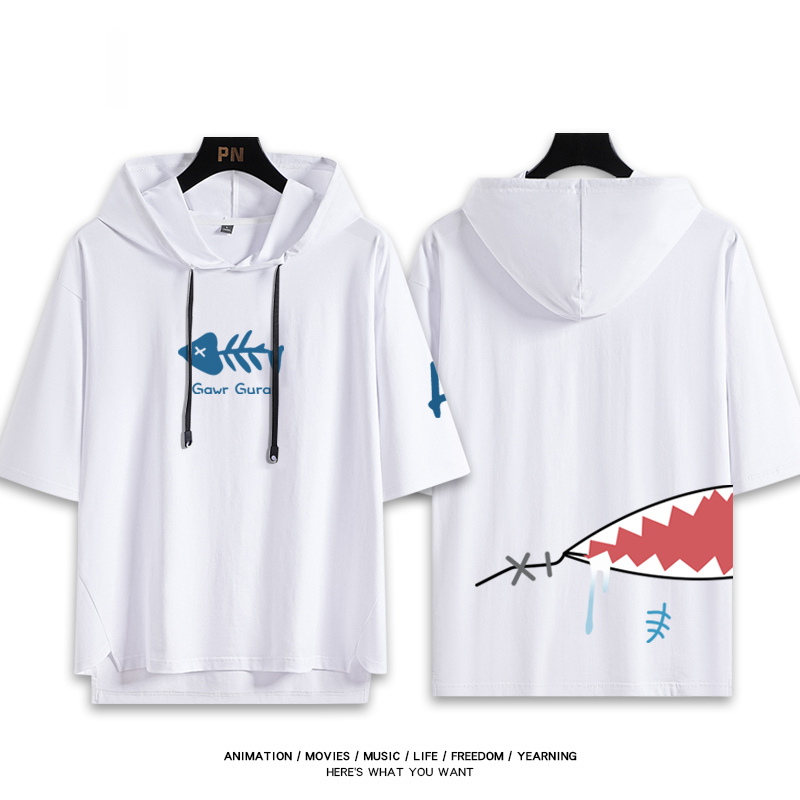 Vtuber HOLOLIVE 連帽短袖T恤 噶嗚·古拉 がうる・ぐら Gawr Gura-ZUIHANG SHOP