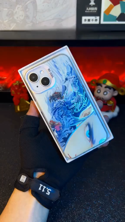 哪吒鬧海彩銀線條漸變防摔手機殼