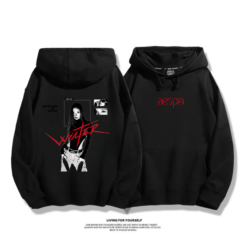 Aespa SYNK 2025秋冬新款 親子情侶男女連帽衛衣