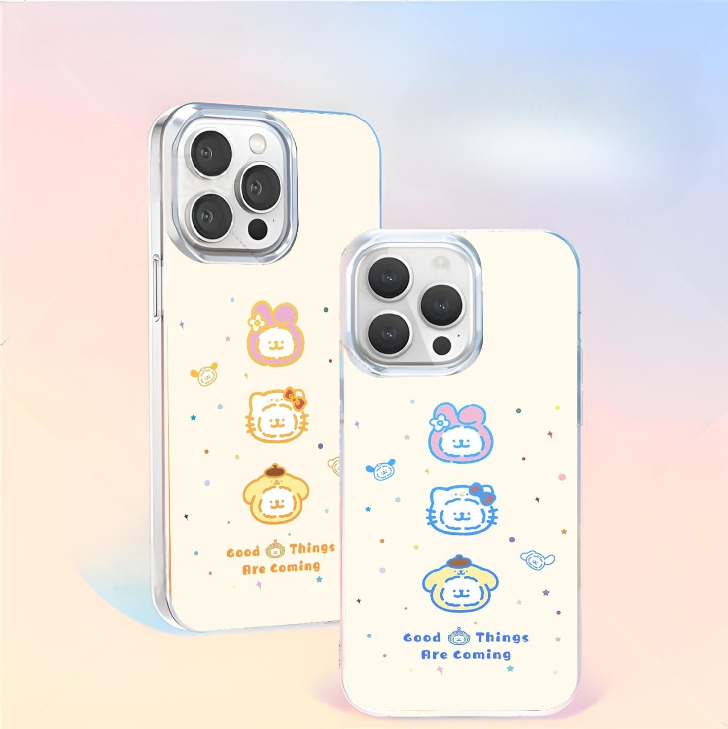 線條小狗極光金防摔手機殼