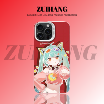 初音未來彩銀線條漸變防摔手機殼-ZUIHANG SHOP