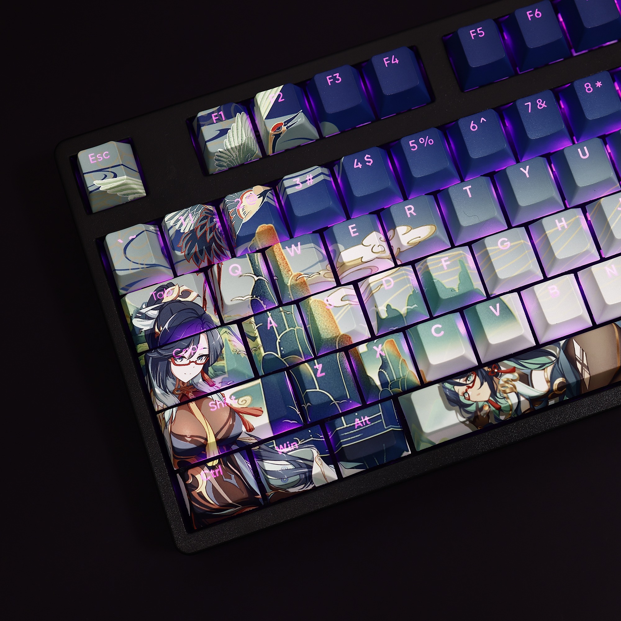 原神閑雲透光RGB108鍵標準配列衛星軸鍵帽-ZUIHANG SHOP