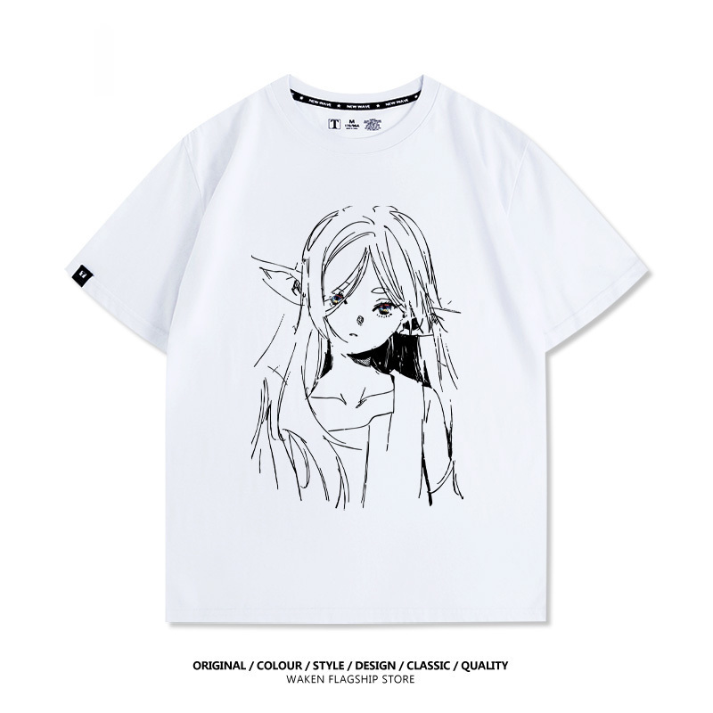 葬送的芙莉蓮 動漫線條 印花短袖T恤-ZUIHANG SHOP